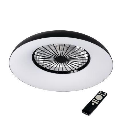 LED RGBW стельовий світильник з вентилятором, з регулюванням яскравості PLAVE PAN LED/48W/230V 3000-6500K діаметр 60 см чорний + пульт дистанційного керування