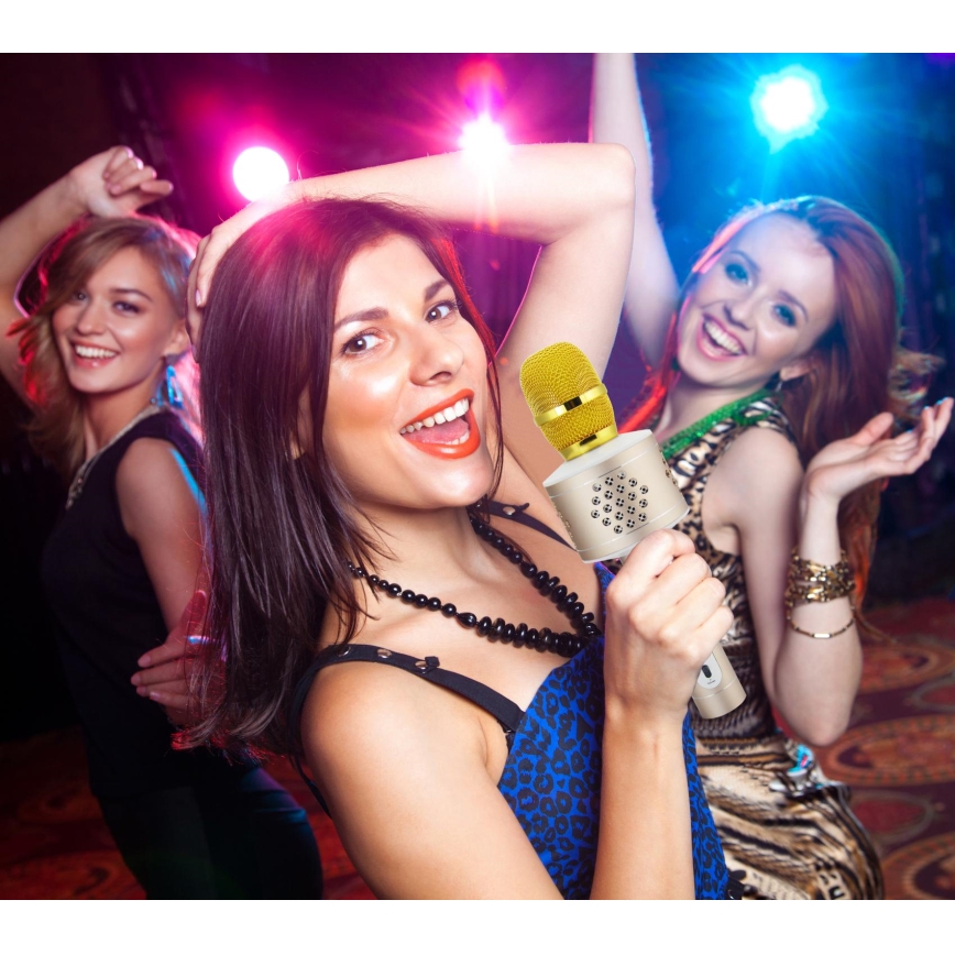 Караоке-мікрофон Bluetooth, 6 Вт/5 В, 1500 мА·год, золотистий