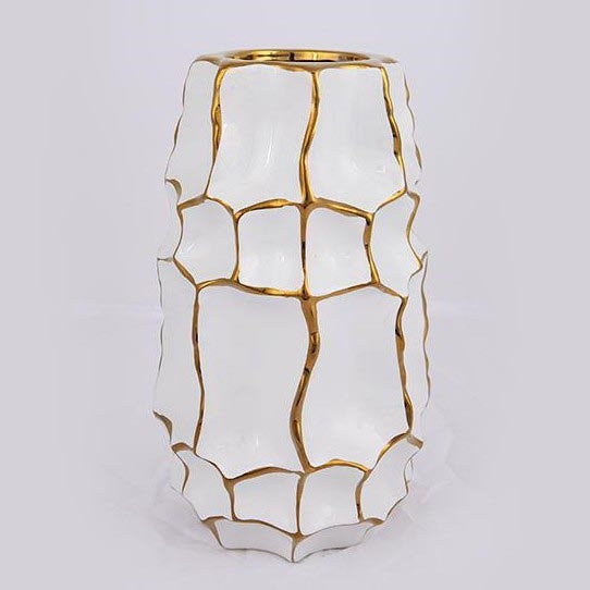 Керамическая ваза 25x14,5 см золотистый/белый