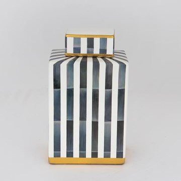 Керамическая ваза 22x18x8 см синий/белый