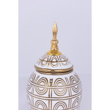 Керамическая ваза 28x15 см золотистый/белый