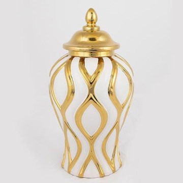 Керамическая ваза 30,6x16,2 см золотистый/белый