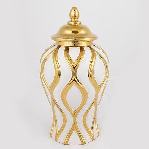 Керамическая ваза 30,6x16,2 см золотистый/белый