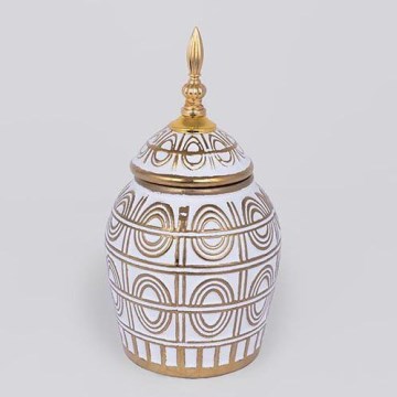 Керамічна посудина 28x15 см золотий/білий