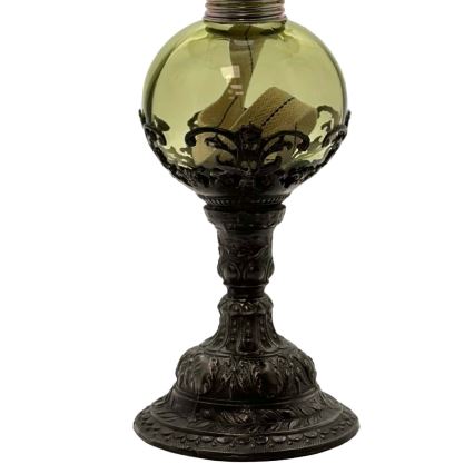 Керосиновая лампа DRAHOMÍRA 50 см, лесной зелёный цвет, украшена оловом
