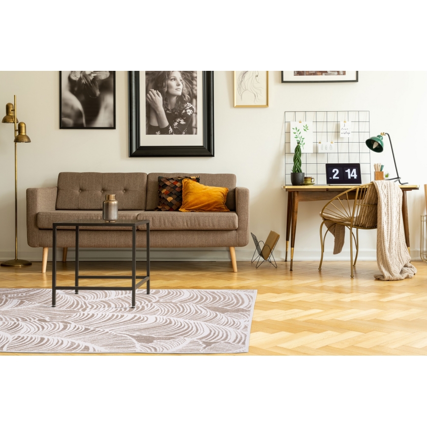 Килим SALAMANCA 67x120 cm бежевий/білий/візерунок листя