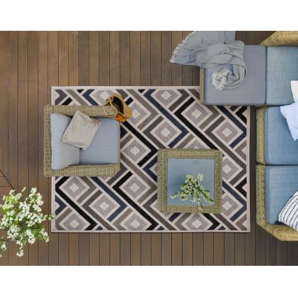 Килим SHIFT 120x160 см сірий/синій/бежевий