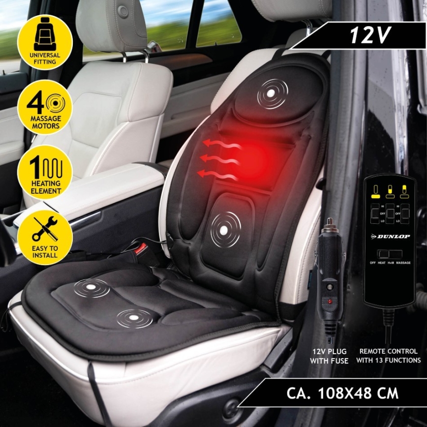Килимок з підігрівом і масажем для автомобіля DUNLOP 12V