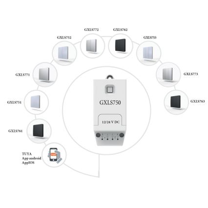 Кинетический беспроводной двухполюсный выключатель IP67 чёрный