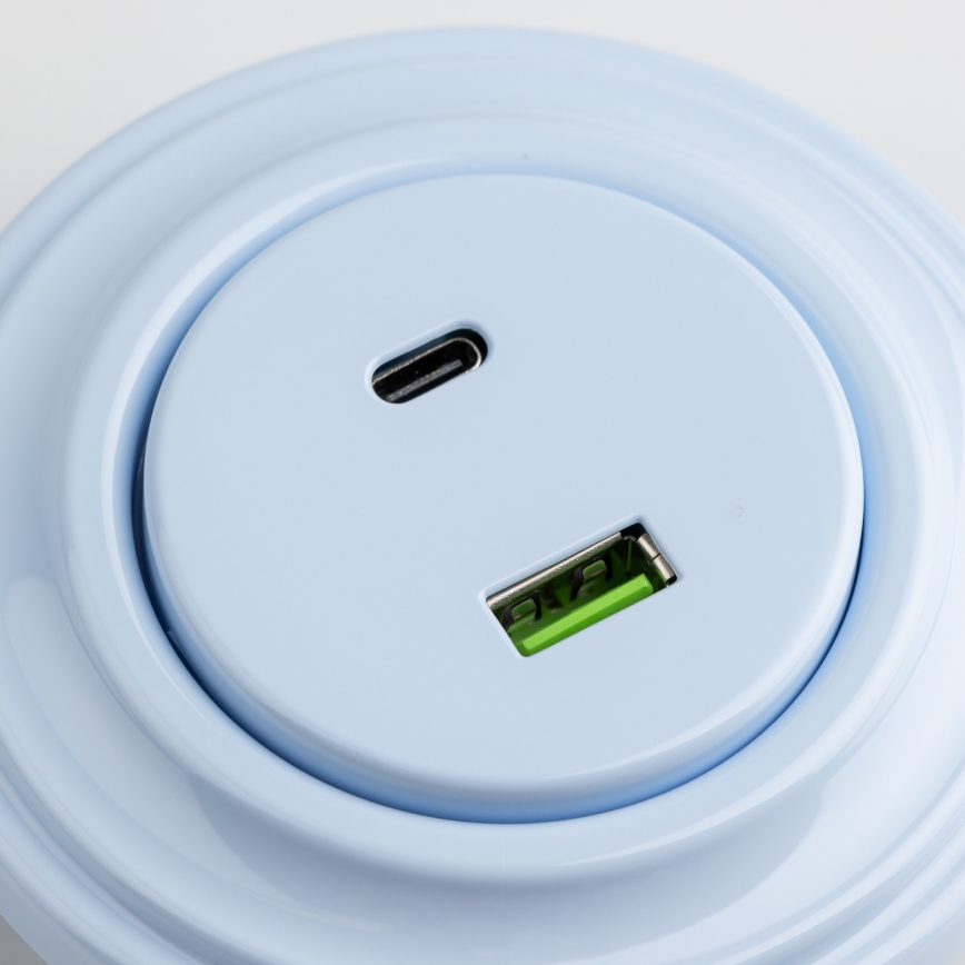 Кліклап - Ретро ЮСБ-розетка А+С з рамкою синя