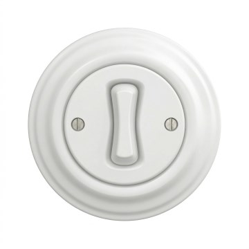 Кліклап - Ретро однополюсний вимикач з рамкою № 1 сніжно-білий