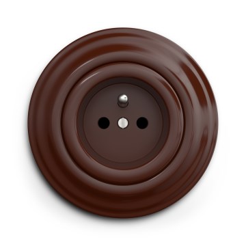 Кліклап - коричнева ретро побутова розетка з рамкою 230 В