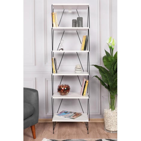 Книжный шкаф BALABAN 165x48 см белый/черный