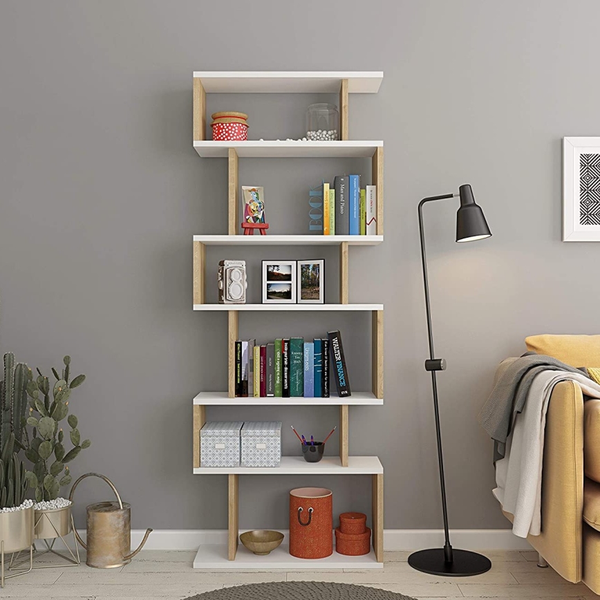 Книжный шкаф BATES 160x60 см белый/дуб
