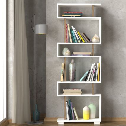 Книжный шкаф BLOK 165x60 см белый/коричневый