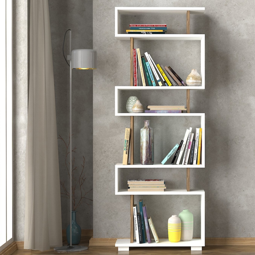 Книжный шкаф BLOK 165x60 см белый/коричневый