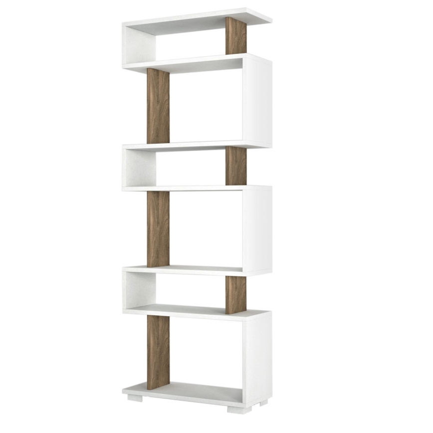 Книжный шкаф BLOK 165x60 см белый/коричневый