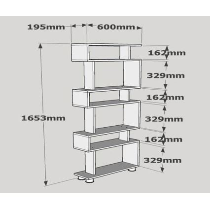 Книжный шкаф BLOK 165x60 см белый/коричневый