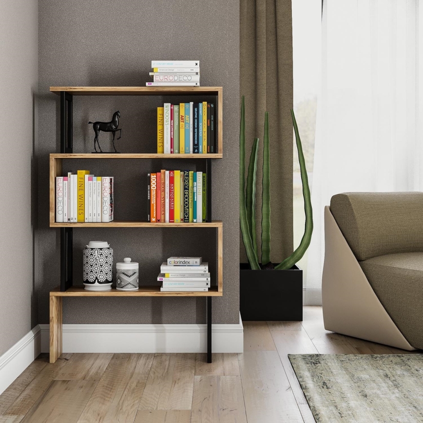 Книжный шкаф CEYLAN 128x80 см коричневый/черный