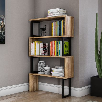 Книжный шкаф CEYLAN 128x80 см коричневый/черный
