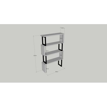 Книжный шкаф CEYLAN 128x80 см коричневый/черный