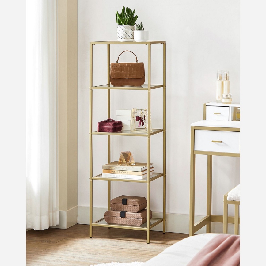 Книжный шкаф GLASY 40x125x30 см золотой