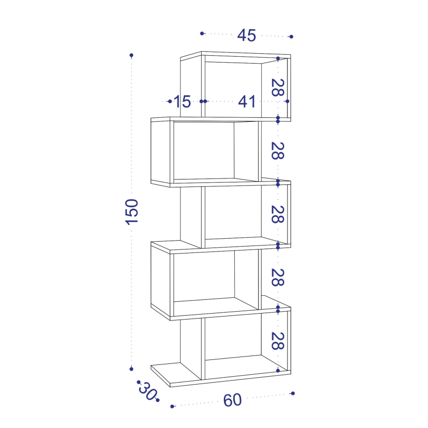 Книжный шкаф MERIC 15x60 см белый