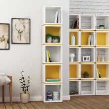 Книжный шкаф MULTI 167x32 см белый/желтый