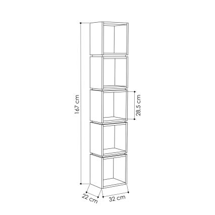 Книжный шкаф MULTI 167x32 см белый/желтый