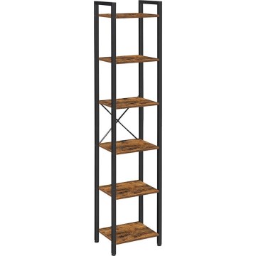 Книжный шкаф NAVARO 40×179×30 см коричневый/чёрный