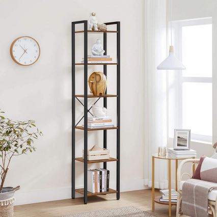 Книжный шкаф NAVARO 40×179×30 см коричневый/чёрный