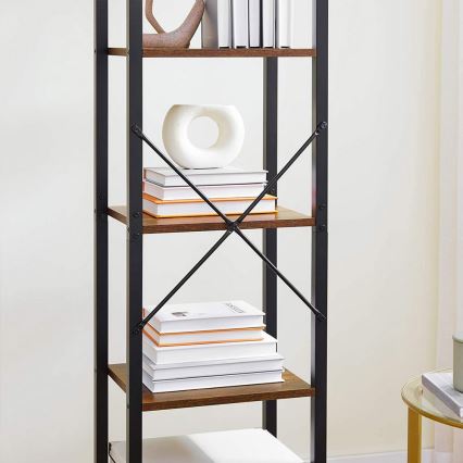 Книжный шкаф NAVARO 40×179×30 см коричневый/чёрный