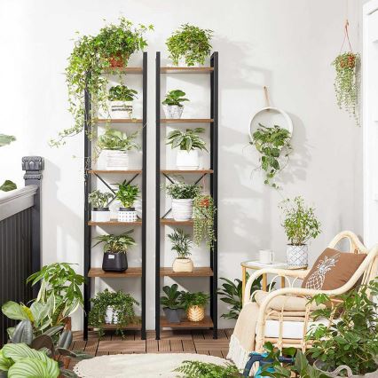 Книжный шкаф NAVARO 40×179×30 см коричневый/чёрный