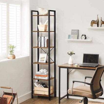 Книжный шкаф NAVARO 40×179×30 см коричневый/чёрный
