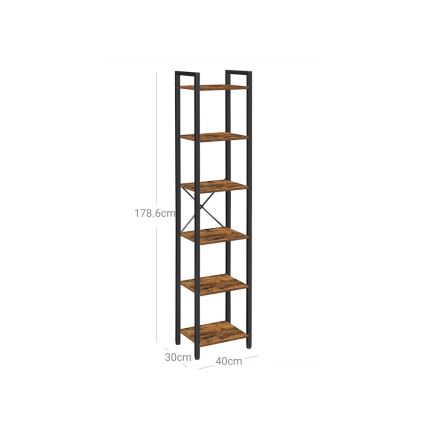 Книжный шкаф NAVARO 40×179×30 см коричневый/чёрный