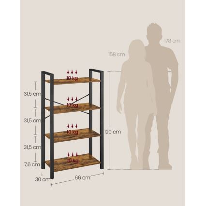 Книжный шкаф NAVARO коричневый/чёрный