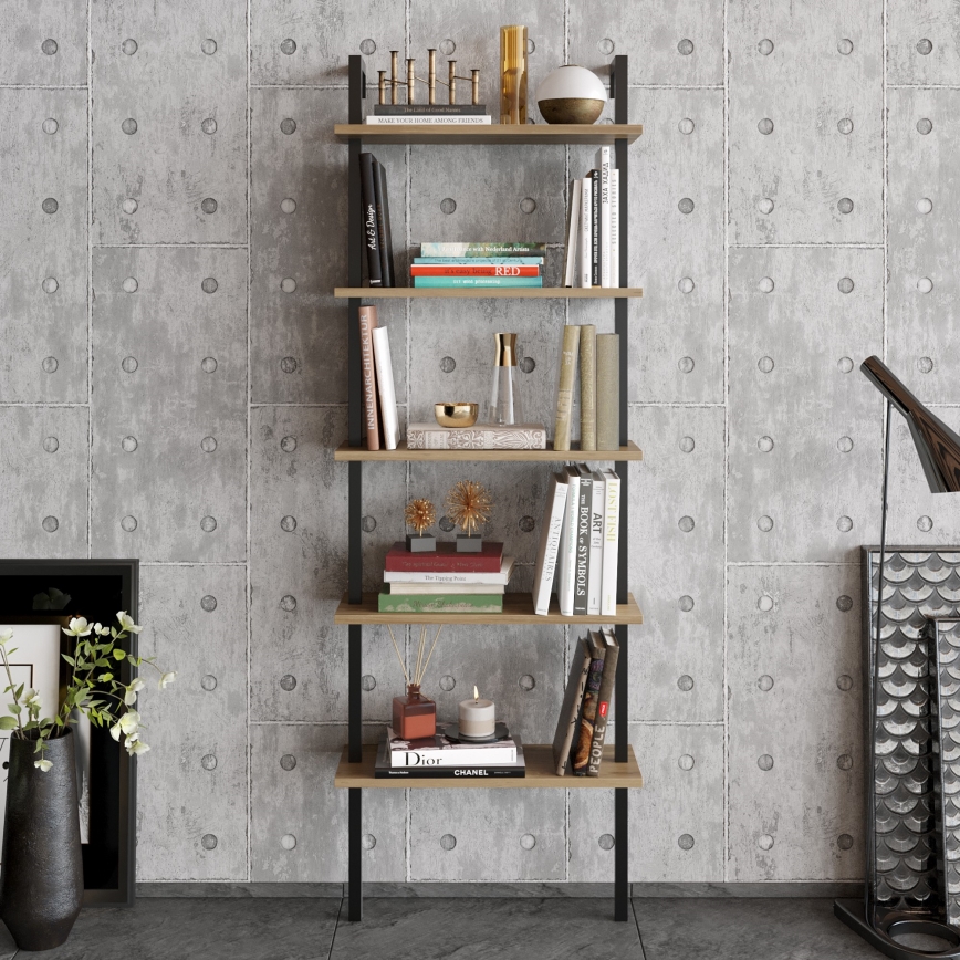 Книжный шкаф PIANTE 174x60 см коричневый/черный