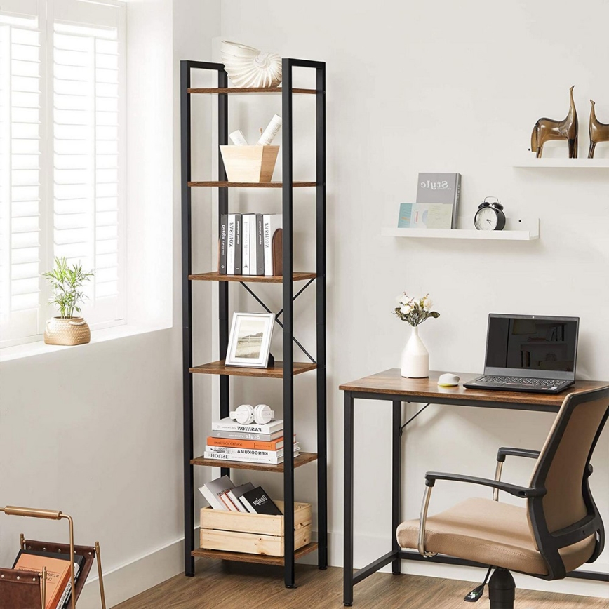 Книжкова полиця NAVARO 40x179x30 см коричневий/чорний