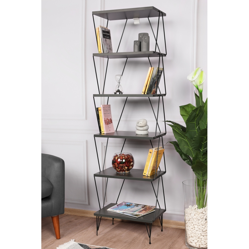 Книжкова шафа BALABAN 165x48 см антрацит/чорний