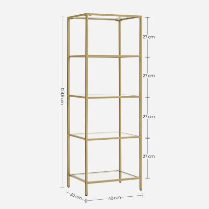 Книжкова шафа GLASY 40x125x30 см золота