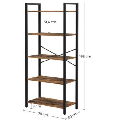 Книжкова шафа NAVARO коричнева/чорна