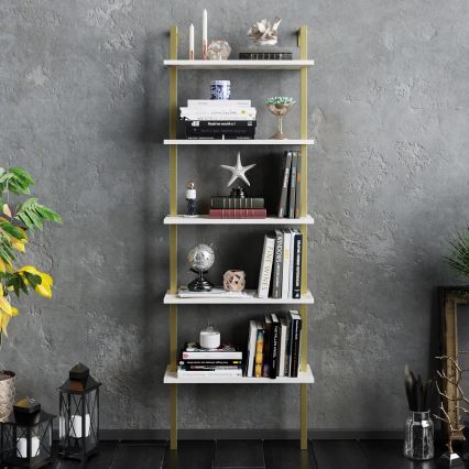 Книжкова шафа PIANTE 174x60 см золотий/білий