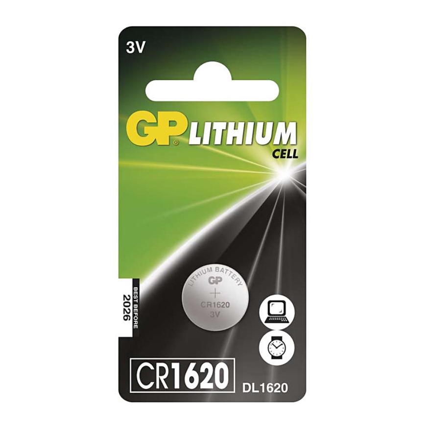 Кнопочная литиевая батарейка CR1620 GP LITHIUM 3V/75 mAh