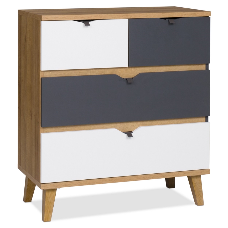 Комод BORIA 90x81 см золотий дуб/білий/антрацит