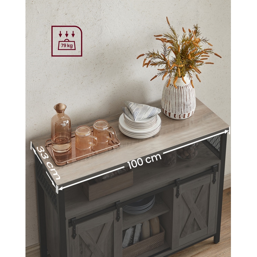 Комод з розсувними дверцятами FIRA тауп/чорний