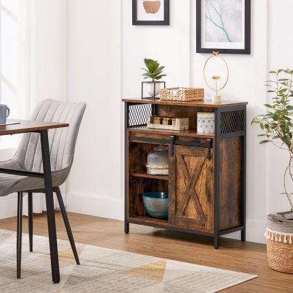 Комод із розсувними дверцятами FIRA коричневий/чорний