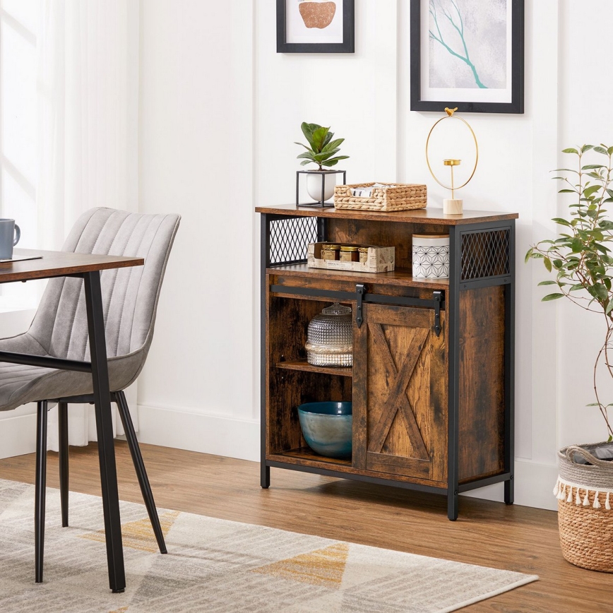 Комод із розсувними дверцятами FIRA коричневий/чорний