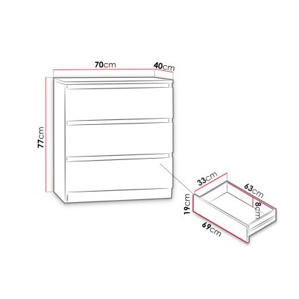 Комод MALWA 77x70 см чорний