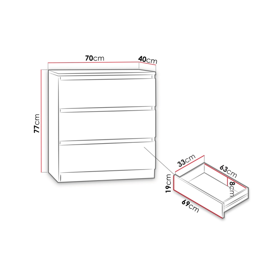 Комод MALWA 77x70 см чорний