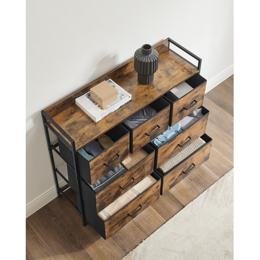 Комод с ящиками KIRA, коричневый/чёрный